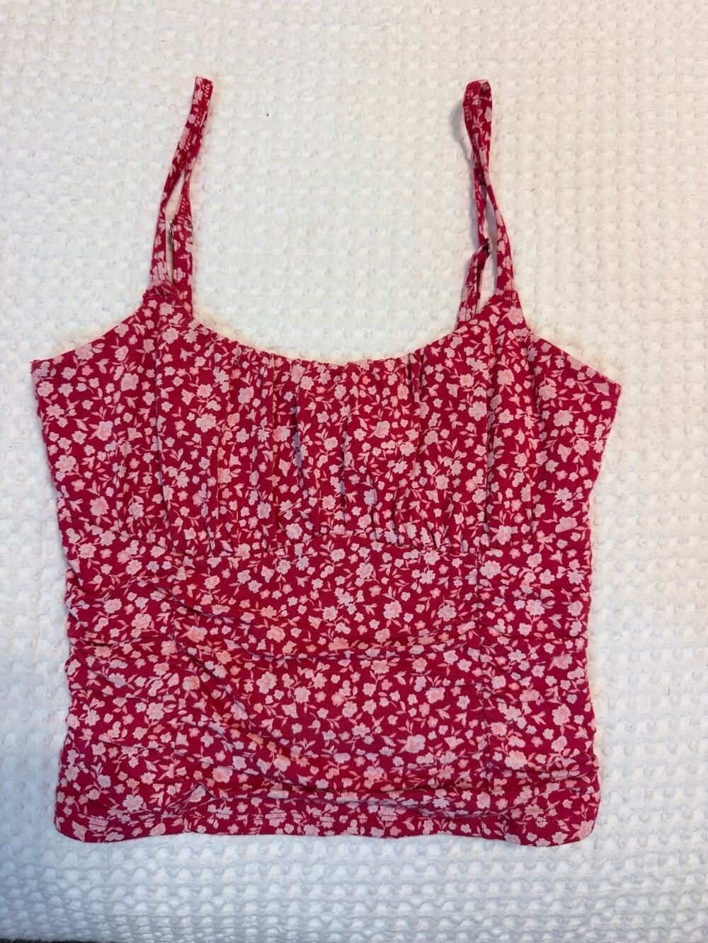 Hollister floral ruched spaghetti strap cami top - xs